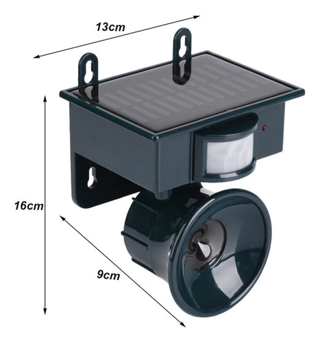 Espanta Cachorro Gatos C/ Sensor Alarme Led Solar P/ Jardim