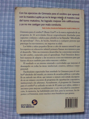 Cómo Aplicar Gimnasia Para El Cerebro. Paul E Denisson (Usado)
