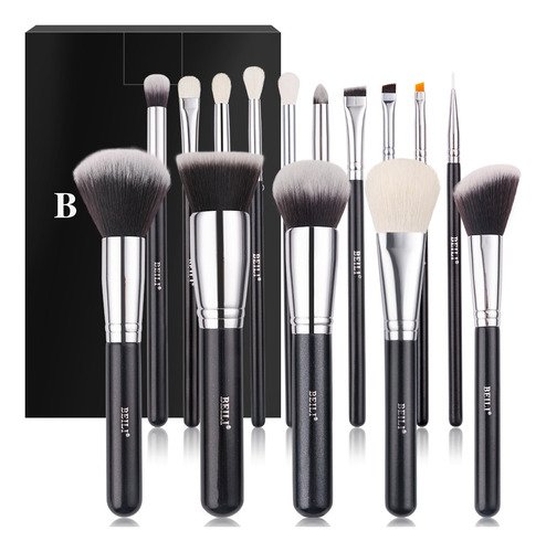 Kit De Pinceles De Maquillaje Profesional Beili Shiny Black