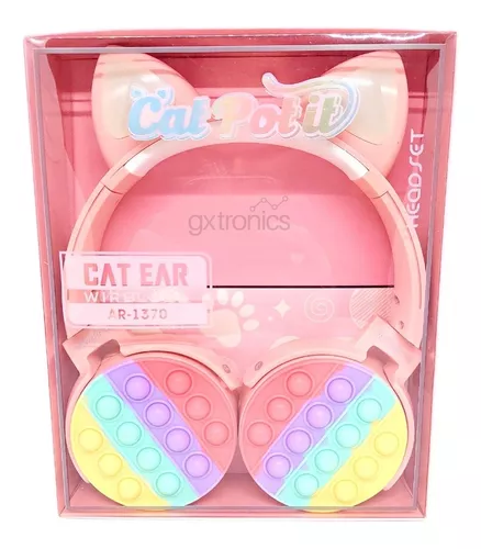 Auriculares Inalambricos Niños Vincha Orejas Gato Pop It Fm