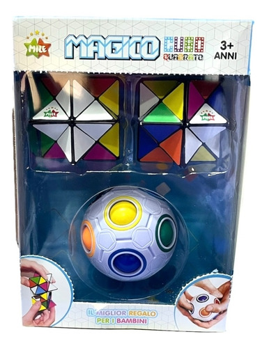 Cubo Mágico Origami Pack 3pcs Fidget Antiestrés Didáctico