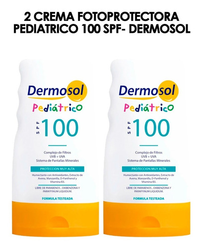 2 Cremas Fotoprotectora Pediatrico 100 Spf- Dermosol
