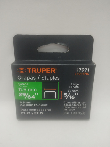 Grapas Tapicería 29/64 X 5/16 Truper