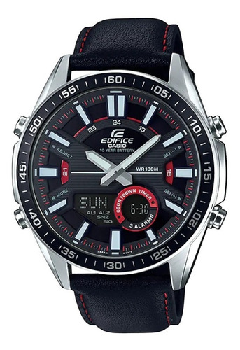 Reloj Casio Edifice Hombre Cuero Efv-c100l-1a Anadigi 