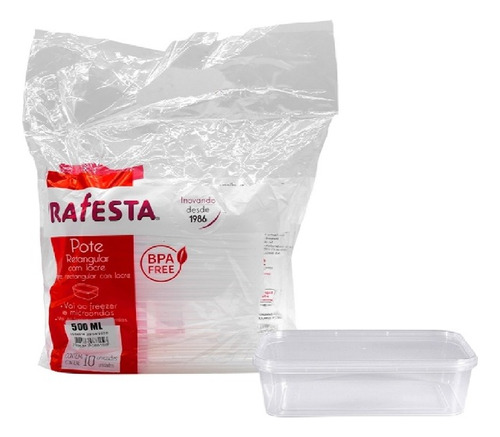 50 Marmita Pote Retangular Lacre Microondas Freezer 500ml