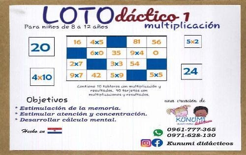 Libro Lotodáctico 1 Multiplicación Para Niños De 8 A 12 Años