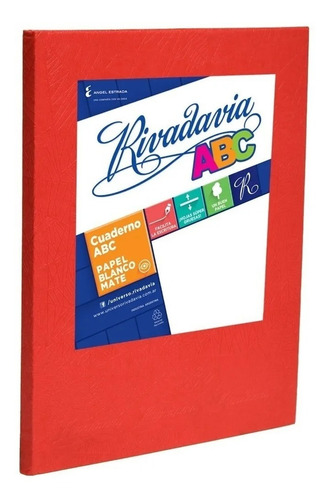 Cuaderno Rivadavia Abc Tapa Dura X 50 Hjs Cuadriculado Rojo