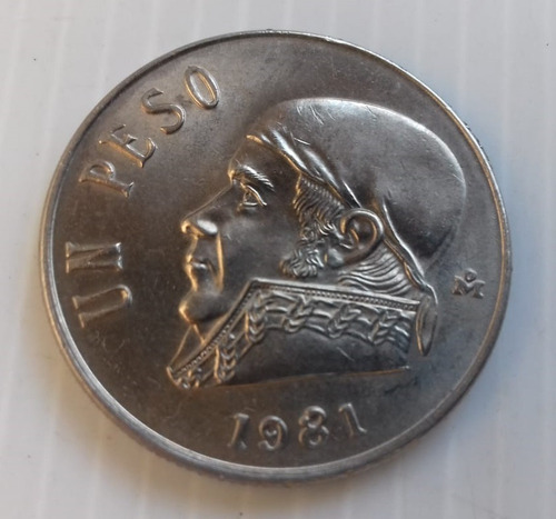 México 1 Peso 1981 Ocho Abierto Moneda De Cuproniquel Km#460