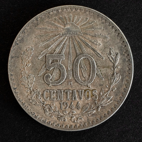 Moneda 50 Centavos Resplandor 1944 Plata 0.720