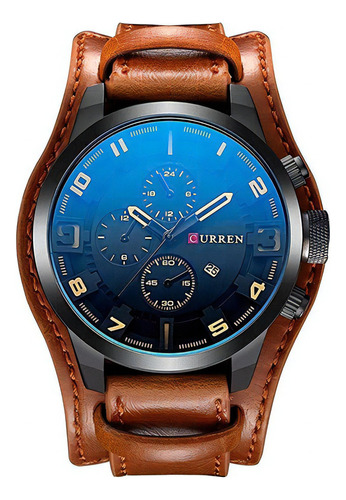 Reloj pulsera Curren 8225 con correa de vinipiel color camel