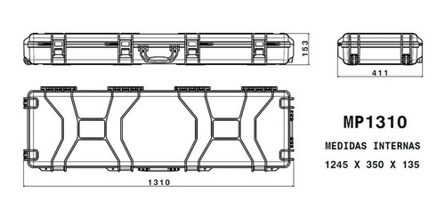 Imagem 4 de 4 de Estojo Rígido P Proteção Hard Case Longo Com Rodinhas Mp1310