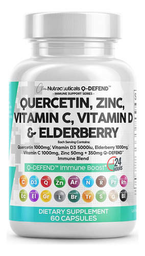 Quercetina 1000mg Zinc Vitamina C Y D Bromelina 60 Cap