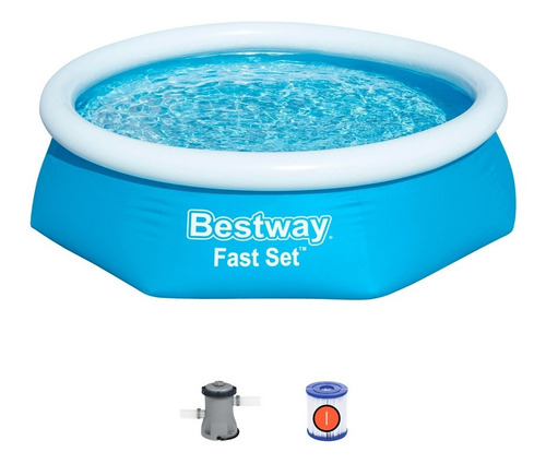 Imagen 4 de 8 de Pileta Inflable Bestway 57450 Fast Set 1880lts 244x61cm Pp