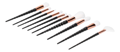 Juego De 10 Brochas De Maquillaje Con Mango En Espiral, Cerd