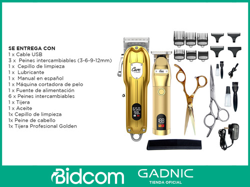 Cortadora De Pelo + Patillera Eléctrica +tijera Gadnic Gold
