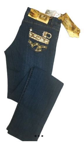 Jeans Pantalón De Mezclilla Mujer Con Pedrería T-7 Entubado