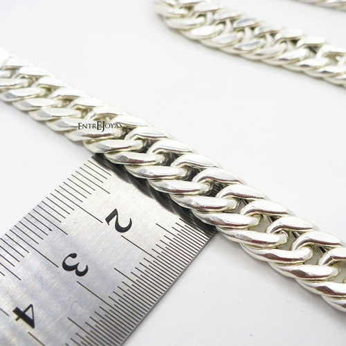 Cadena Plata 925 Groumet Cubana Doble Gruesa Hombre 10 Mm Color Plateado