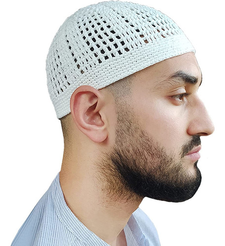 Gorro De Kufi Blanco Ajustado Y Suelto, Mezcla De Crochet, C