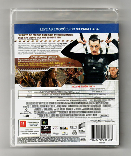 Blu-ray Resident Evil 4 O Recomeço 3d - Sony Pictures