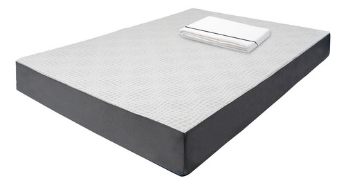Colchón Matrimonial En Caja 20 Cm Altura + Juego De Sábanas Blanco Con Gris
