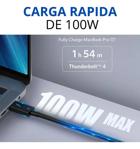 Cable Usb-c 4.0 Para Thunderbolt 4 40gbps 100w 8k 60hz 4k 1m