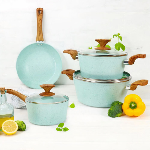 Batería De Cocina 7 Piezas Aluminio + Cerámica. Juego Ollas