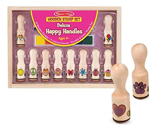 Melissa Doug Juego De Sellos Deluxe Happy Handle Con 10