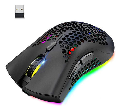 Mouse Inalámbrico Gamer Honeycomb Rgb Backlit Usb Verde