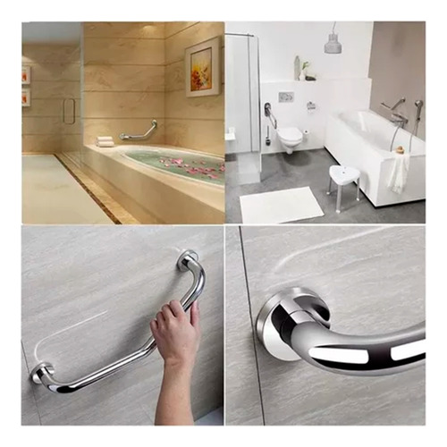 Soporte Pasamanos Agarradera Baño Discapacitados Acero Inox Satin