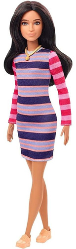 Muñeca Barbie Fashionistas #147 Con Pelo Largo, Morena Con