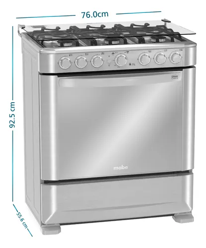 Estufa De Piso A Gas 76 Cm 6 Quemadores Mabe Emc7630nfx0 Color Plateado