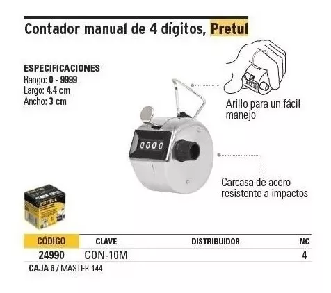 Contador Manual 4 Digitos Pretul 24990