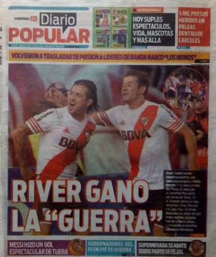 Diario Popular Deportivo 24-1-16 River Superclasico