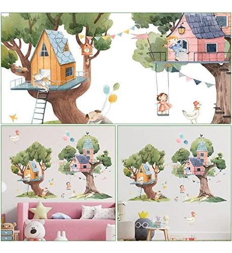 2 Pcs Pegatinas De Pared De Árbol De Dibujos Animados Calcom