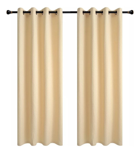 Cortinas Hogar Telas Brocato 2 Panos 140x220 Cm Color Mantequilla A9793