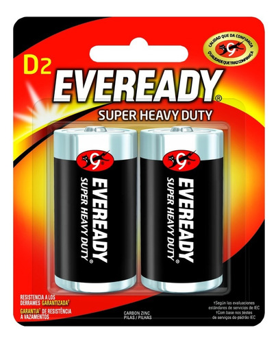 Blister 2 Pilas Zinc Carbon Eveready D Super Heavy Duty - Importadora Fotografica - Distribuidor Oficial Eveready