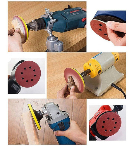 Imagen 9 de 10 de Set 100 Lijas Velcro Con 8 Orificios 125mm 5 Pulgadas / Uss