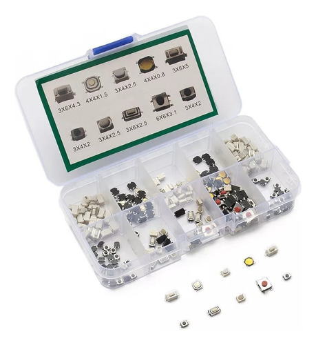 500 Botones Push Button 10 Modelos Smd Mini Interruptor Caja