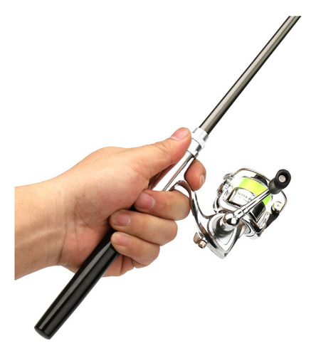 Kit De Pesca Pequeño De Caña Retráctil Tipo Pluma Y Carrete