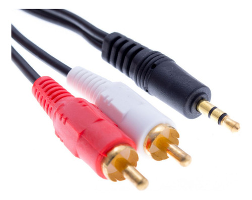 Cabo Adaptador Áudio P2 3.5mm 3 Metros Macho Para 2x Rca Macho Estéreo Para Som, Tv, Pc, Caixa De Som, Home Theater, Dvd E Áudio Profissional