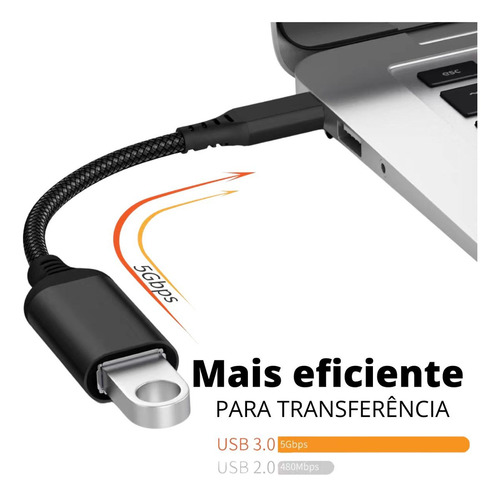 2 Cabo Adaptador Usb-c 3.0 P/ Usb 3.0 Otg Conector Pendrive