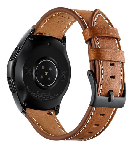 Pulseira 22mm Couro Padrão Para Samsung Galaxy Watch 3 45mm Cor Marrom