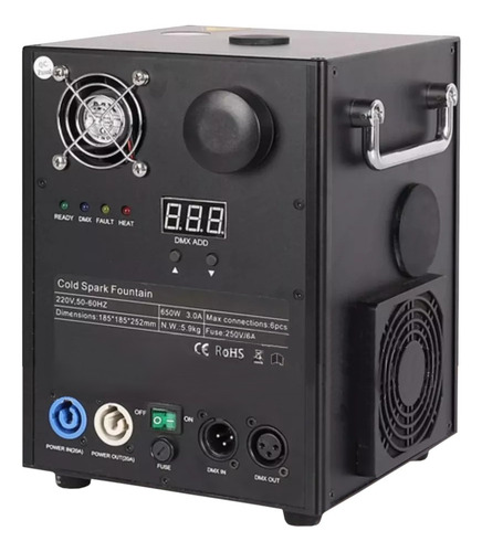 Maquina De Faisca Fog Fogo Dmx 600w + Pó De Titânio Festa Dj