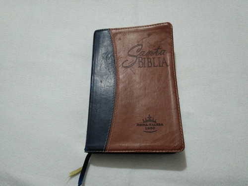 Imagen 1 de 4 de Libro Biblia Rvr 1960 Letra Grande Azul Cafe (usada)
