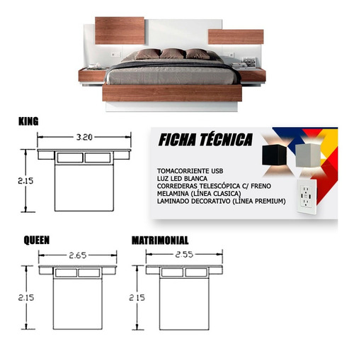 Imagen 6 de 6 de Cama Moderna Inv-1036 Venecia Clasic (missidream) +obsequio