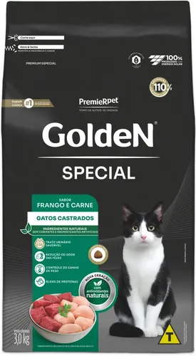 Ração GoldeN Special para Gatos Castrados sabor Frango e Carne 3kg