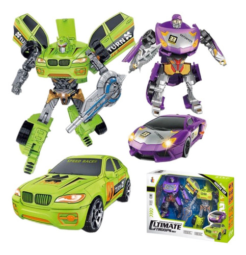 Transformer Robot Coches Con Luz Sonido Juguete 2 En 1