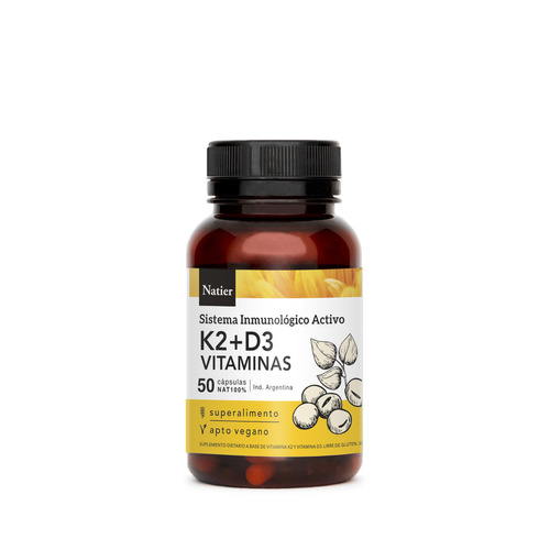 Natier Vitamina K2 + D3 Huesos Y Dientes X 50 Capsulas Sabor Neutro