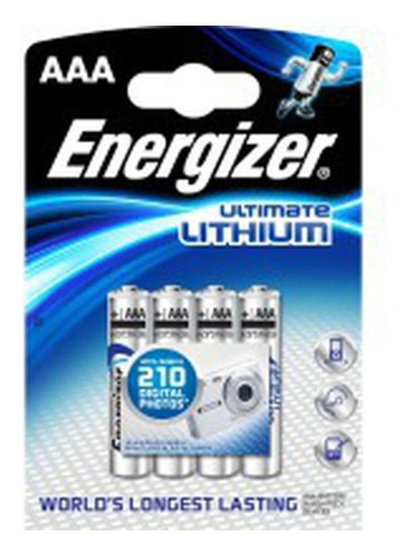 Pilha AAA Energizer Ultimate Lithium L92 Cilíndrica - kit de 4 unidades