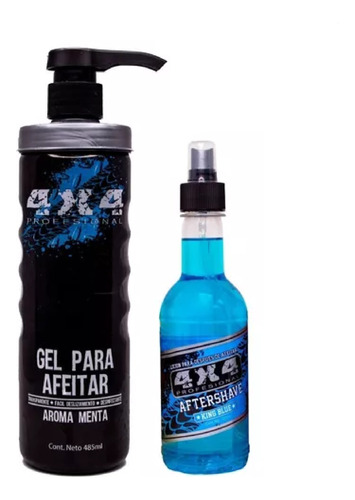 Kit Blue 4x4 Gel Para Afeitar Y Aftershave Metallic Blue